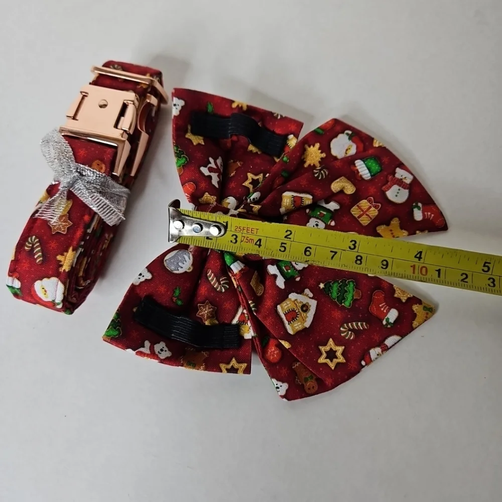 Aring Pet Dog Christmas Theme Cute Collar Collar With Bow Chic Petcore Size M